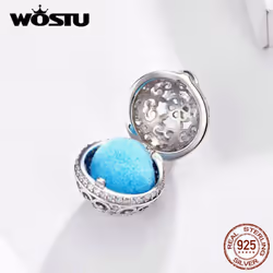 Wostu Perfume Box With Pink Blue Ball Openwork Dangle Charms 925 Sterling Silver Fit Bracelet