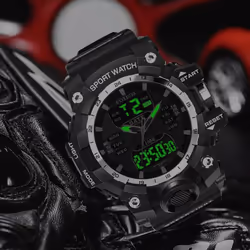 Lige New Men Watch Dual Display Led Digital Watch For Men Waterproof Chronograph Quartz Military Sport Electronic Wristwatch - black