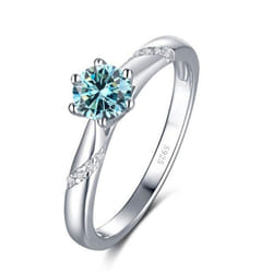 Bague Ringen Real 1.0 Carat Moissanite Diamond Rings For Women Fine Jewelry 925 Sterling Silver Engagement Wedding Lady Anillo - blue, 7