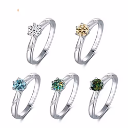 Bague Ringen Real 1.0 Carat Moissanite Diamond Rings For Women Fine Jewelry 925 Sterling Silver Engagement Wedding Lady Anillo - blue, 5