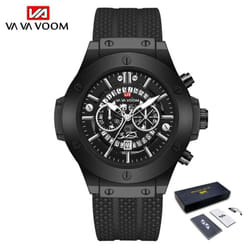 Va Va Voom Creative Hollow Perspective Window Calendar Fashion Student Watch Silicone Waterproof Men&apos;s Sports Quartz Watc - black, With Packaging