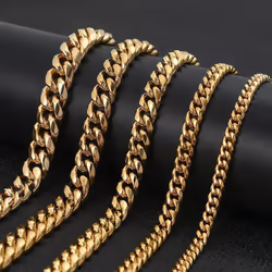 Stainless Steel Curb Cuban Chain Necklace 40cm-75cm For Men Men Jewelry Casting Lock 8mm-18mm - gold, 10mm-50cm