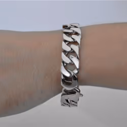 Fashion Jewelry Titanium Steel Classic Biker Black Silver Curb Chain Bracelet
