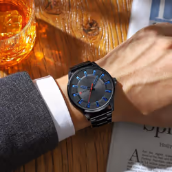 Curren New Fashion Simple Style Men Watches Quartz Wristwatches Stainless Steel Band Clock Male 8406 - silver