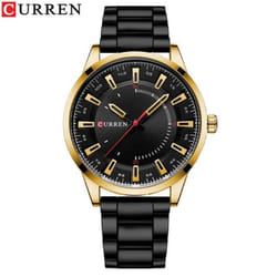 Curren New Fashion Simple Style Men Watches Quartz Wristwatches Stainless Steel Band Clock Male 8406 - gold