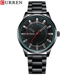 Curren New Fashion Simple Style Men Watches Quartz Wristwatches Stainless Steel Band Clock Male 8406 - black