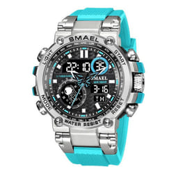 Smael Men Watch Digital Waterproof Clock Men Army Military Watches Led Men&apos;s Wrist Watch 1803 Sport Watch Relogio Mascul - light blue, NO Package