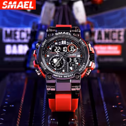 Smael Men Watch Digital Waterproof Clock Men Army Military Watches Led Men&apos;s Wrist Watch 1803 Sport Watch Relogio Masculino - gold, NO Package