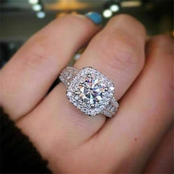 Fine Silver S925 Jewelry Vs1 Diamond Ring For Women Anillos Bizuteria Wedding Diamant Gemstone White Topaz S925 Silver Rings Box - silver, 7