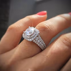 Fine Silver S925 Jewelry Vs1 Diamond Ring For Women Anillos Bizuteria Wedding Diamant Gemstone White Topaz S925 Silver Rings Box - silver, 6