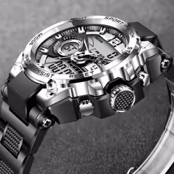 LIGE New Sports Men&apos;s Watches Top Brand Luxury Military Quartz Watch Men Waterproof - Rose Black
