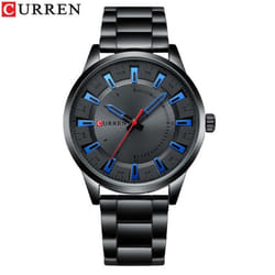 Curren New Fashion Simple Style Men Watches Quartz Wristwatches Stainless Steel Band Clock Male 8406 - blue