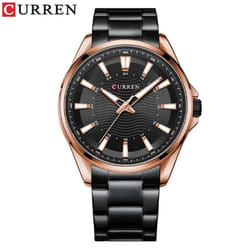 Curren Classic Simple Stainless Steel Quartz Wristwatches Fashion Brand Men&apos;s Watches With Luminous Hands 8424 - black