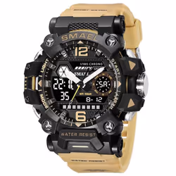 Smael Men Watches 50m Waterproof Sports Watch Military Man Sports Watch Digital 8072 Dual Display Watch Quartz Led Digital ...