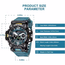 Smael Men Watches 50m Waterproof Sports Watch Military Man Sports Watch Digital 8072 Dual Display Watch  Quartz  Led Digital - beige