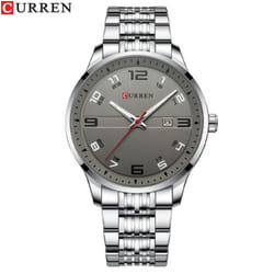 Curren Business Men Luxury Watches Stainless Steel Quartz Wrsitwatches Male Auto Date Clock With Luminous Hands 8411 - grey