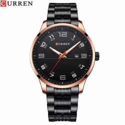 Curren Business Men Luxury Watches Stainless Steel Quartz Wrsitwatches Male Auto Date Clock With Luminous Hands 8411 - black