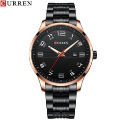Curren Business Men Luxury Watches Stainless Steel Quartz Wrsitwatches Male Auto Date Clock With Luminous Hands 8411 - black