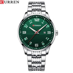 Curren Business Men Luxury Watches Stainless Steel Quartz Wrsitwatches Male Auto Date Clock With Luminous Hands 8411 - green