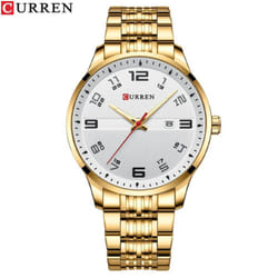Curren Business Men Luxury Watches Stainless Steel Quartz Wrsitwatches Male Auto Date Clock With Luminous Hands 8411 - white
