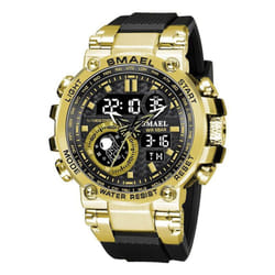 Smael Men Watch Digital Waterproof Clock Men Army Military Watches Led Men&apos;s Wrist Watch 1803 Sport Watch Relogio Masculino - gold, With Package