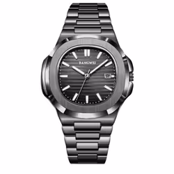 2024 New Luxury Men Quartz Watches 30m Waterproof Automatic Date Watch Stainless Steel Sport Watch For Men Clock - black