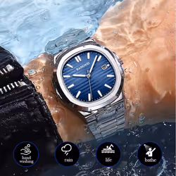 2024 New Luxury Men Quartz Watches 30m Waterproof Automatic Date Watch Stainless Steel Sport Watch For Men Clock - black
