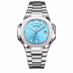 2024 New Luxury Men Quartz Watches 30m Waterproof Automatic Date Watch Stainless Steel Sport Watch For Men Clock - silver,azu ...
