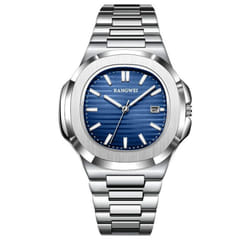 2024 New Luxury Men Quartz Watches 30m Waterproof Automatic Date Watch Stainless Steel Sport Watch For Men Clock - silver,blue
