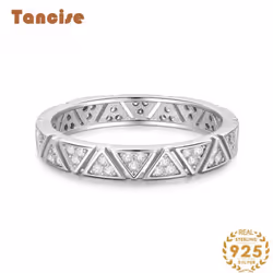 Tancise Classic 925 Sterling Silver  Zircon Ring Ladies Jewelry Wedding Promise Party Gift - silver, 6