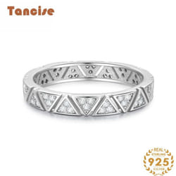 Tancise Classic 925 Sterling Silver  Zircon Ring Ladies Jewelry Wedding Promise Party Gift - silver, 6