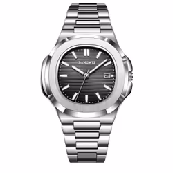 2024 New Luxury Men Quartz Watches 30m Waterproof Automatic Date Watch Stainless Steel Sport Watch For Men Clock - silver,bla ...