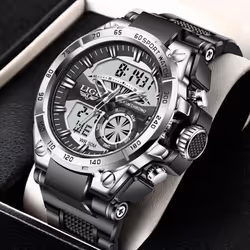 LIGE MenÃ¢s Watches Top Brand Big Sport Watch Luxury Men Military Silicone Quartz Wrist Watches Fashion Chronograph Male Cloc ...