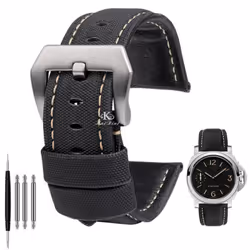 22mm 24mm 26mm Nylon Texture Leather Watchband For Panerai Pam01661 441 Marina Watch Strap Black Blue Line Watch Accessorie - ...
