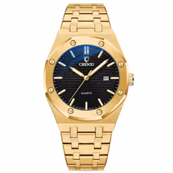 Men Casual Watch Stainless Steel Strap Calendar Cx0727 - gold