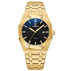 Men Casual Watch Stainless Steel Strap Calendar Cx0727 - gold