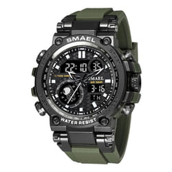Smael Men Watch Digital Waterproof Clock Men Army Military Watches Led Men&apos;s Wrist Watch 1803 Sport Watch Relogio Masc - army green, With Package