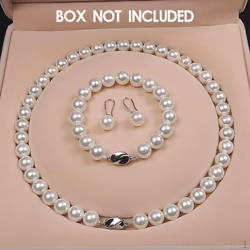 Natural Jewelry Set Exquisite Shell Pearls Necklace 1 Pair Earrings Women Wedding Anniversary