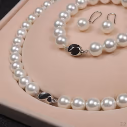 Natural Jewelry Set Exquisite Shell Pearls Necklace 1 Pair Earrings Women Wedding Anniversary