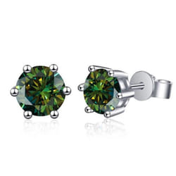 Bagueringen 1.0ct D Color Gra Moissanite Diamond 925 Sterling Silver Classic Stud Earrings For Woman Fine Jewelry Wedding Gifts - green, 1 Carat