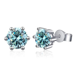 Bagueringen 1.0ct D Color Gra Moissanite Diamond 925 Sterling Silver Classic Stud Earrings For Woman Fine Jewelry Wedding Gifts - blue, 1 Carat