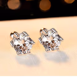 Bagueringen 1.0ct D Color Gra Moissanite Diamond 925 Sterling Silver Classic Stud Earrings For Woman Fine Jewelry Wedding Gifts - blue, 1 Carat