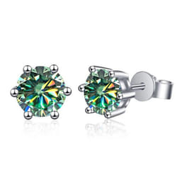 Bagueringen 1.0ct D Color Gra Moissanite Diamond 925 Sterling Silver Classic Stud Earrings For Woman Fine Jewelry Wedding Gifts - blue,green, 1 Carat