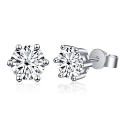 Bagueringen 1.0ct D Color Gra Moissanite Diamond 925 Sterling Silver Classic Stud Earrings For Woman Fine Jewelry Wedding Gifts - white, 1 Carat