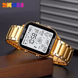 Skmei 1888 Fashion Sport Digital Watches Men Stopwatch Countdown Wristwatch Calendar Waterproof Electronic Clock - gold