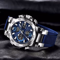 Lige New Fashion Men&apos;s Watch 50m Waterproof Luminous Sport Quartz Watch Automatic Date Timing Wristwatch - rose gold,black