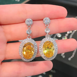 Real S925 Silver Sterling Sapphire Drop Earring For Women Aretes De Mujer Topaz Jewellry Gemstone Earring For Female Orecchini - yellow