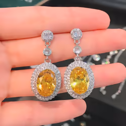 Real S925 Silver Sterling Sapphire Drop Earring For Women Aretes De Mujer Topaz Jewellry Gemstone Earring For Female Orecchini - blue