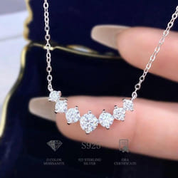 Dw Moissanite Diamond Necklace For Woman Wedding Jewely With Certificates 925 Sterling Sliver Plated 18k White Gold Necklace - as the picture