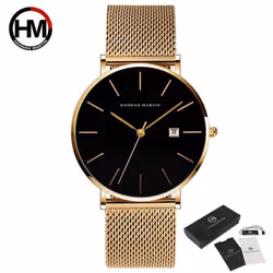Hannah Martin Classic Bauhaus Design Men Watch Dark Blue Japan Quartz Waterproof Fashion Business Calendar Ultra Thin Watches ...